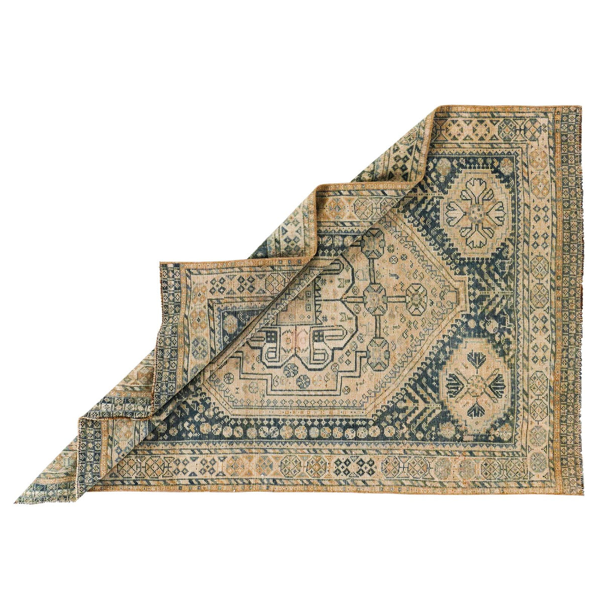 4x5 Blue and Beige Persian Rug