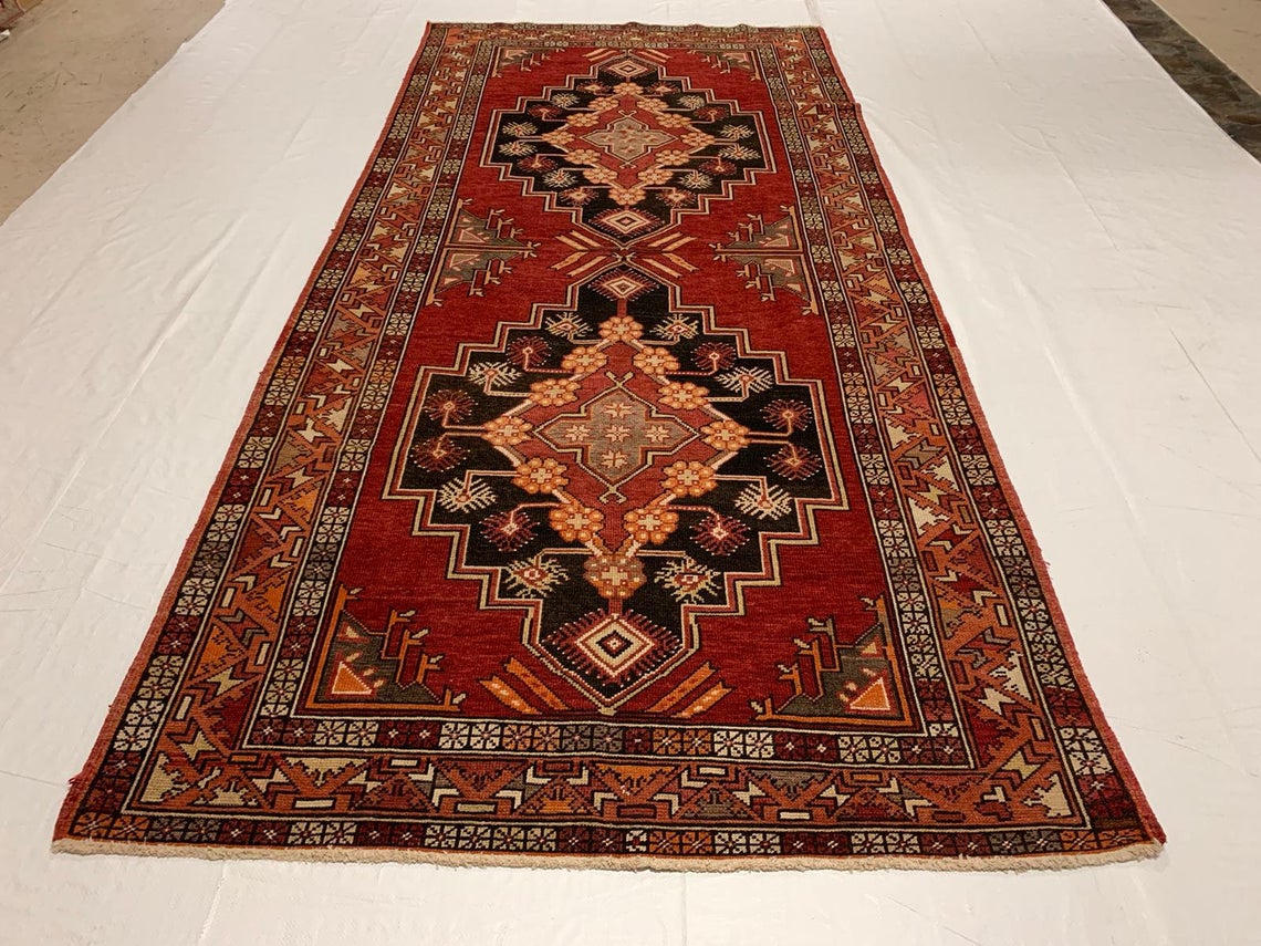 5x11 Red and Gold Turkish Tribal Runner