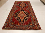 Vintage Handmade 5x11 Red and Gold Anatolian Turkish Tribal Distressed Area Runner