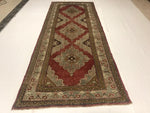 Vintage Handmade 5x12 Red and Ivory Anatolian Turkish Tribal Distressed Area Runner