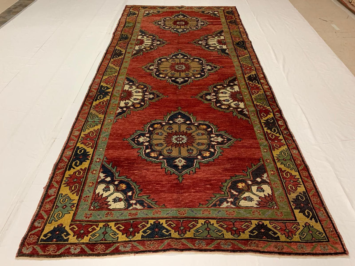5x11 Red and Gold Turkish Tribal Runner