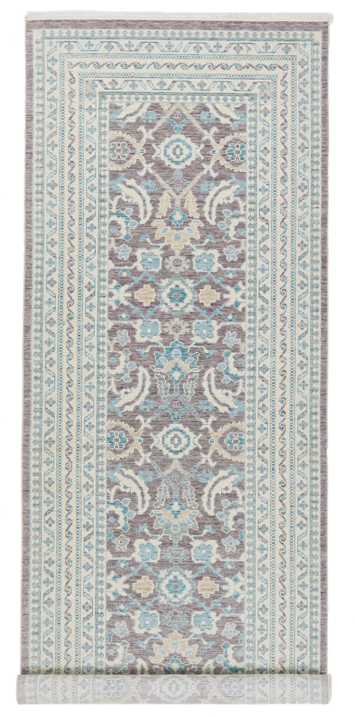 3x9 Purple and Ivory Turkish Traditional Runner