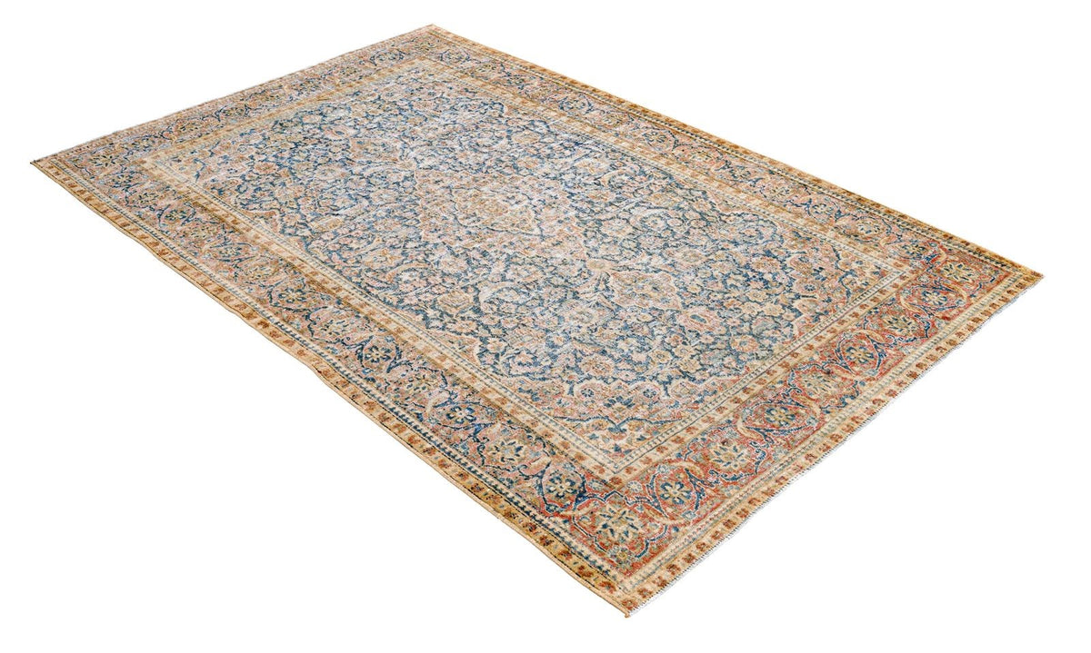 4x7 Beige and Blue Persian Rug
