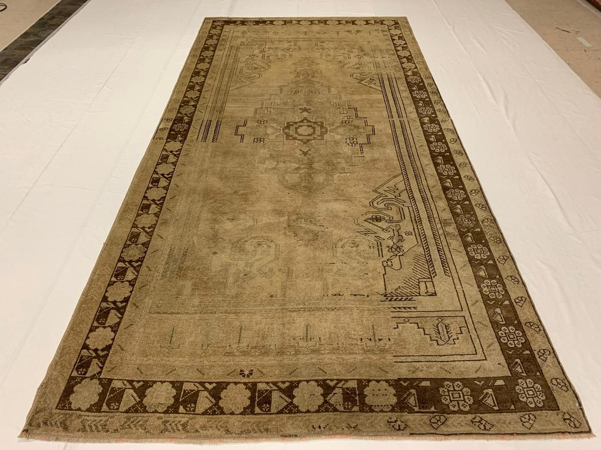 5x11 Ivory and Brown Turkish Tribal Runner