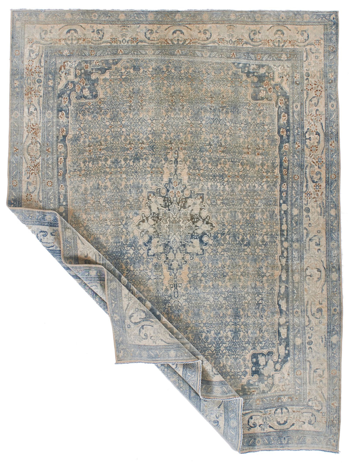 8x11 Ivory and Blue Persian Traditional Rug