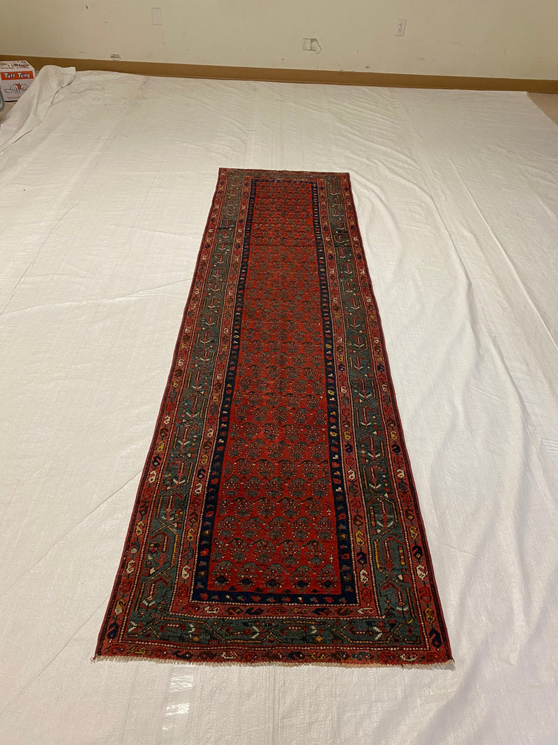 3x10 Red and Navy Persian Runner