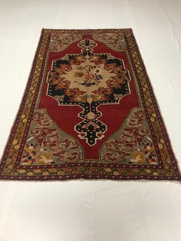 4x8 Red and Gold Turkish Tribal Rug