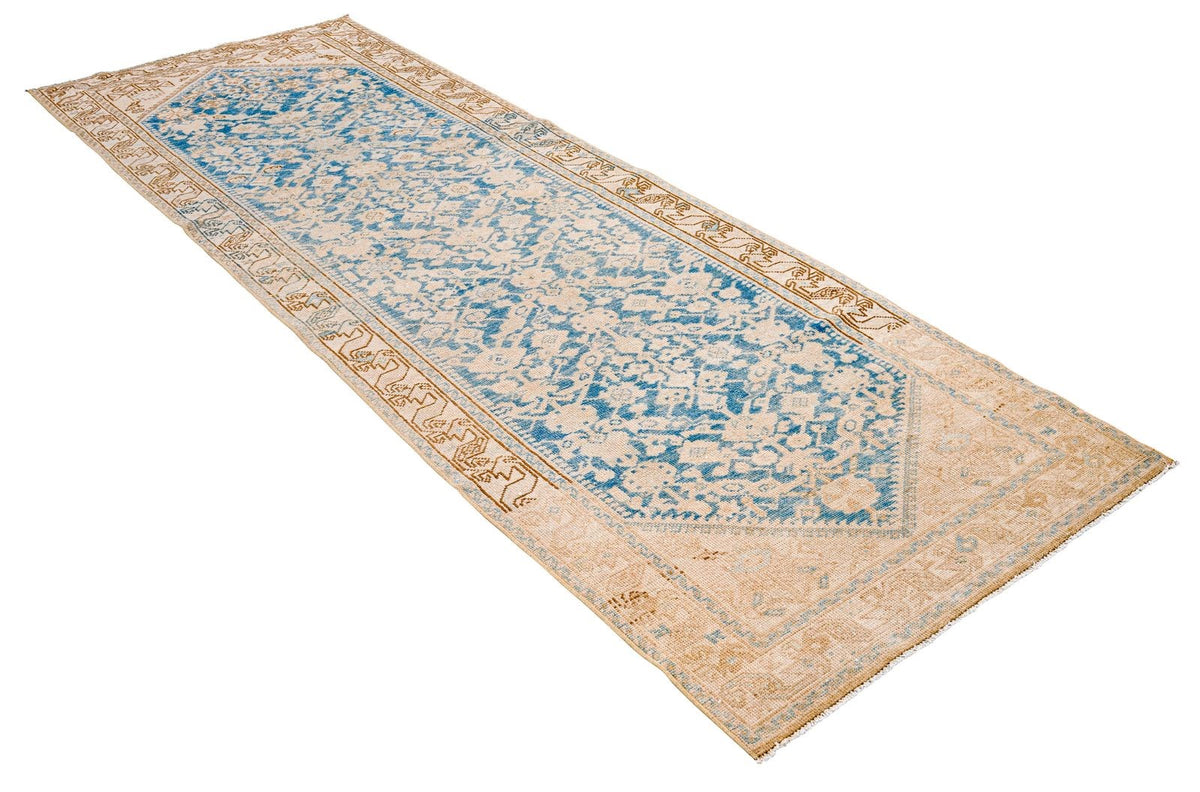 3x10 Blue and Beige Persian Tribal Runner