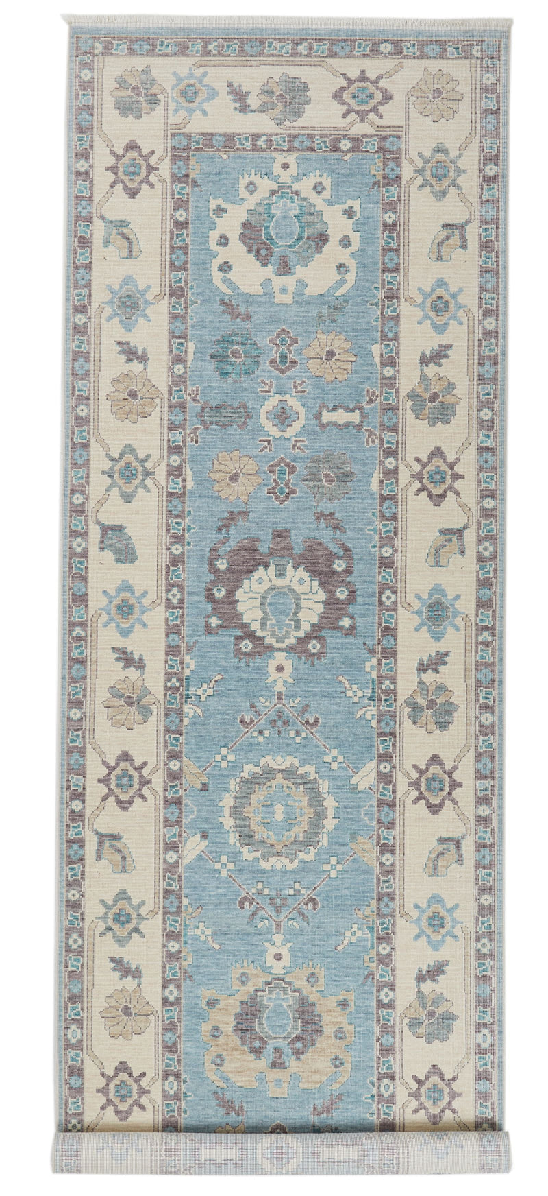 3x11 Blue and Ivory Turkish Traditional Runner