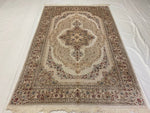 5x8 Ivory and White Turkish Antep Rug