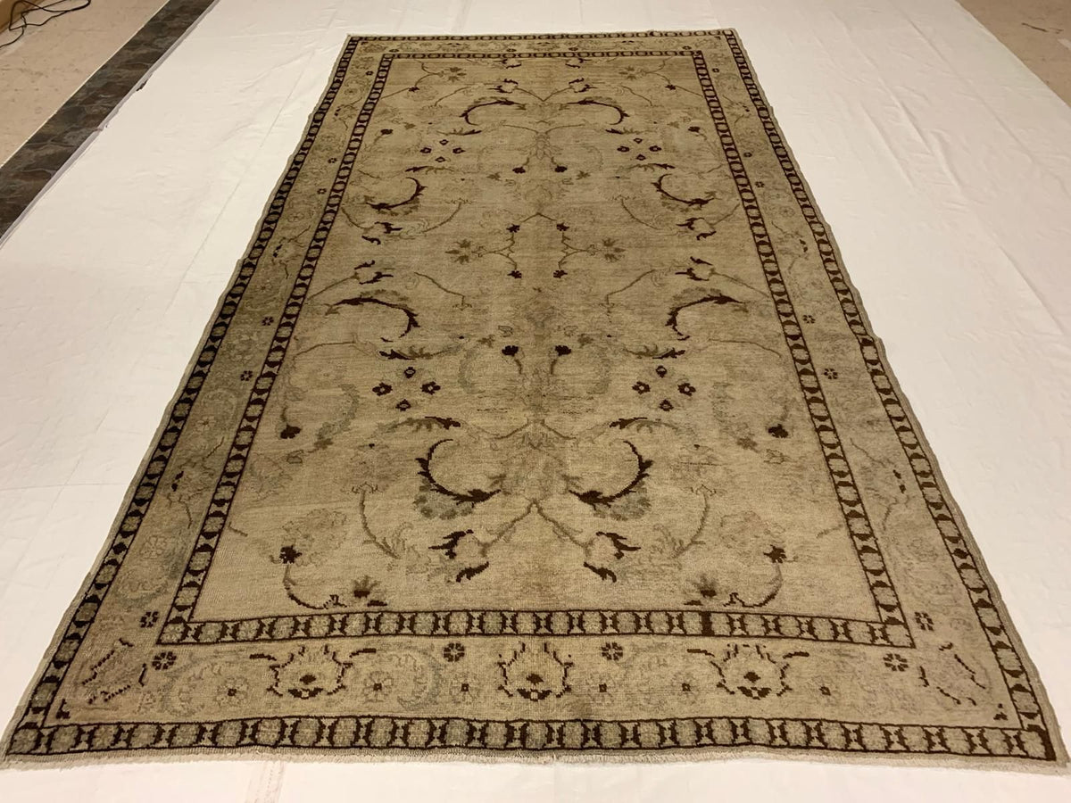 6x10 Ivory Turkish Tribal Rug