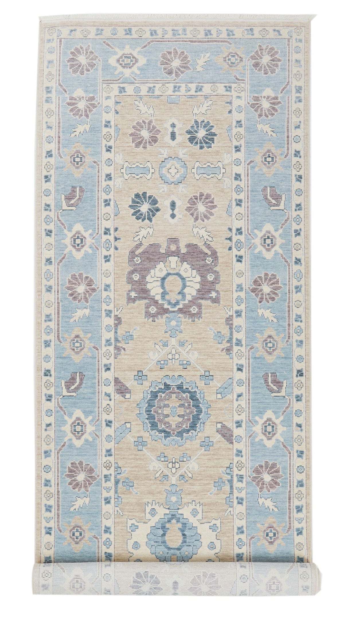 3x11 Beige and Blue Turkish Traditional Runner