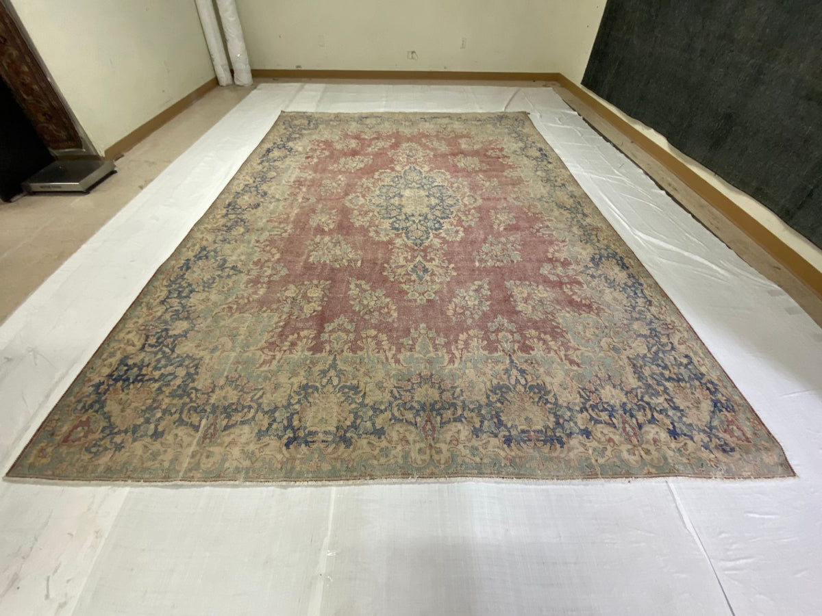 10x13 Red and Navy Turkish Overdyed Rug