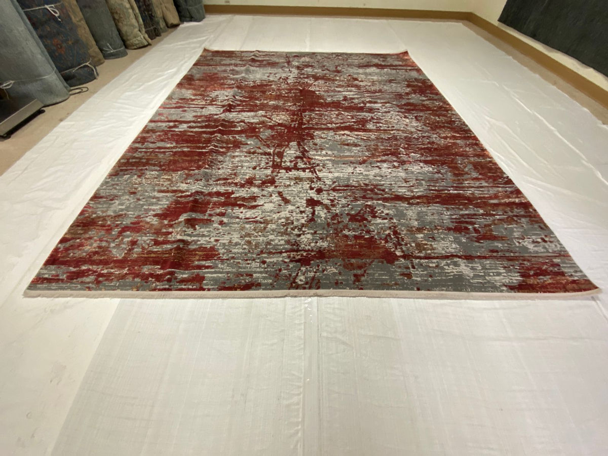8x10 Red and Gray Turkish Antep Rug