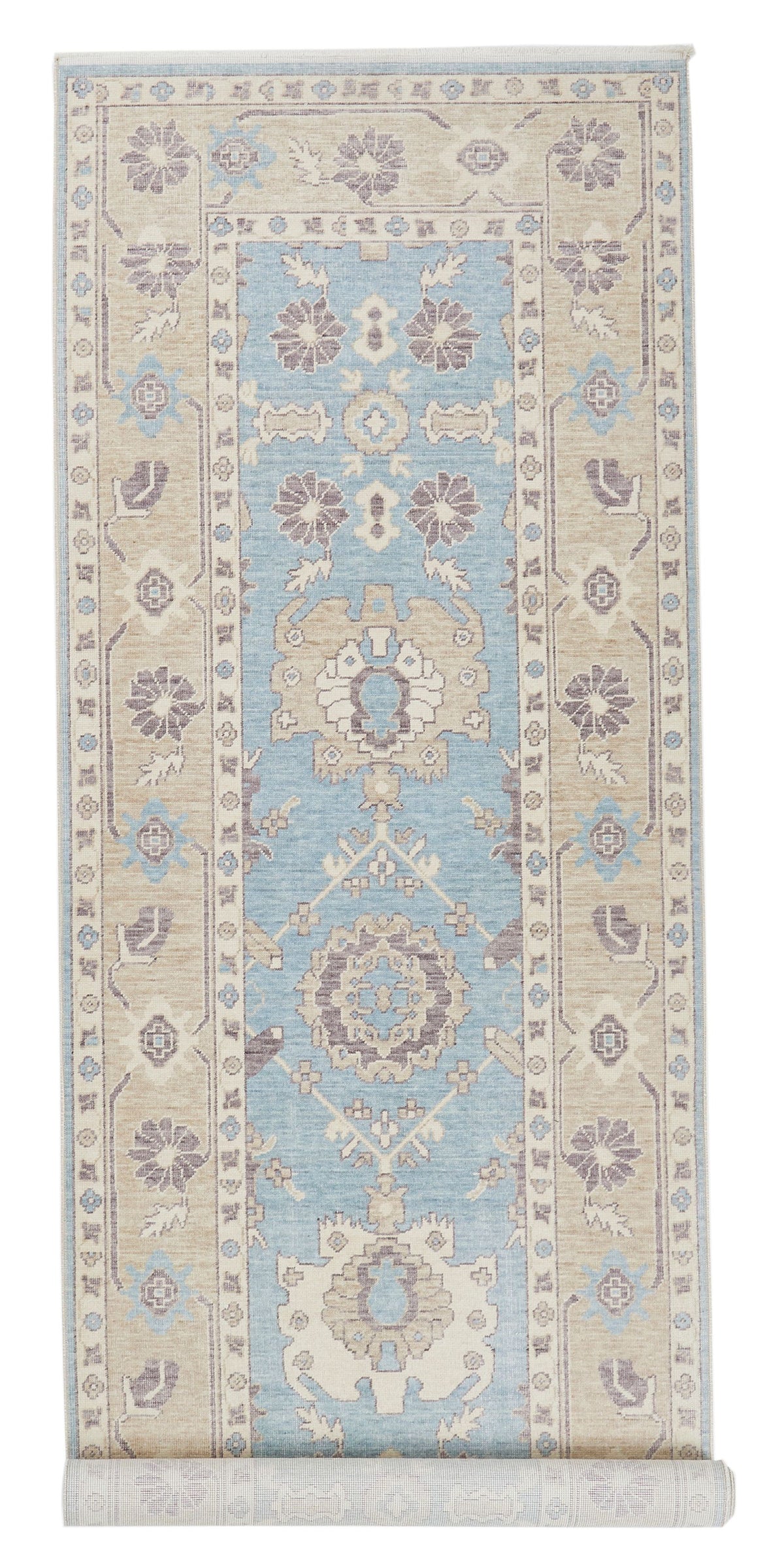 3x11 Beige and Blue Turkish Traditional Runner