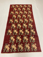 4x8 Red and Ivory Turkish Tribal Rug