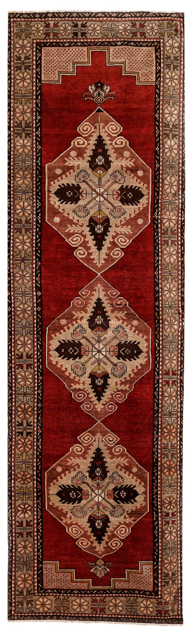 3x11 Red and Green Turkish Tribal Runner