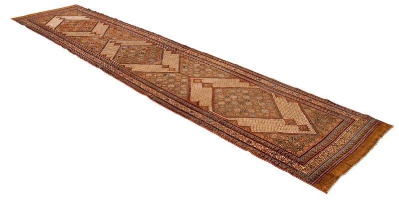 3x15 Brown and Beige Turkish Persian Runner