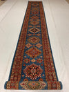 3x23 Red and Blue Kazak Tribal Runner