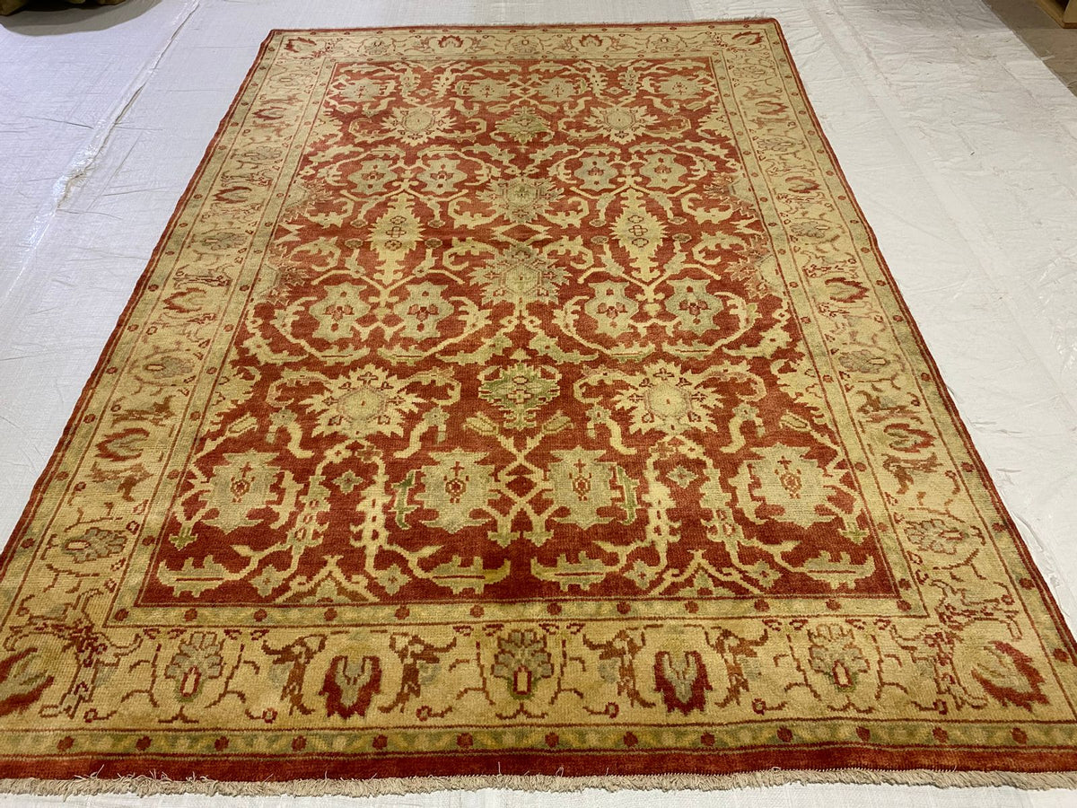 6x9 Red and Gold Turkish Oushak Rug