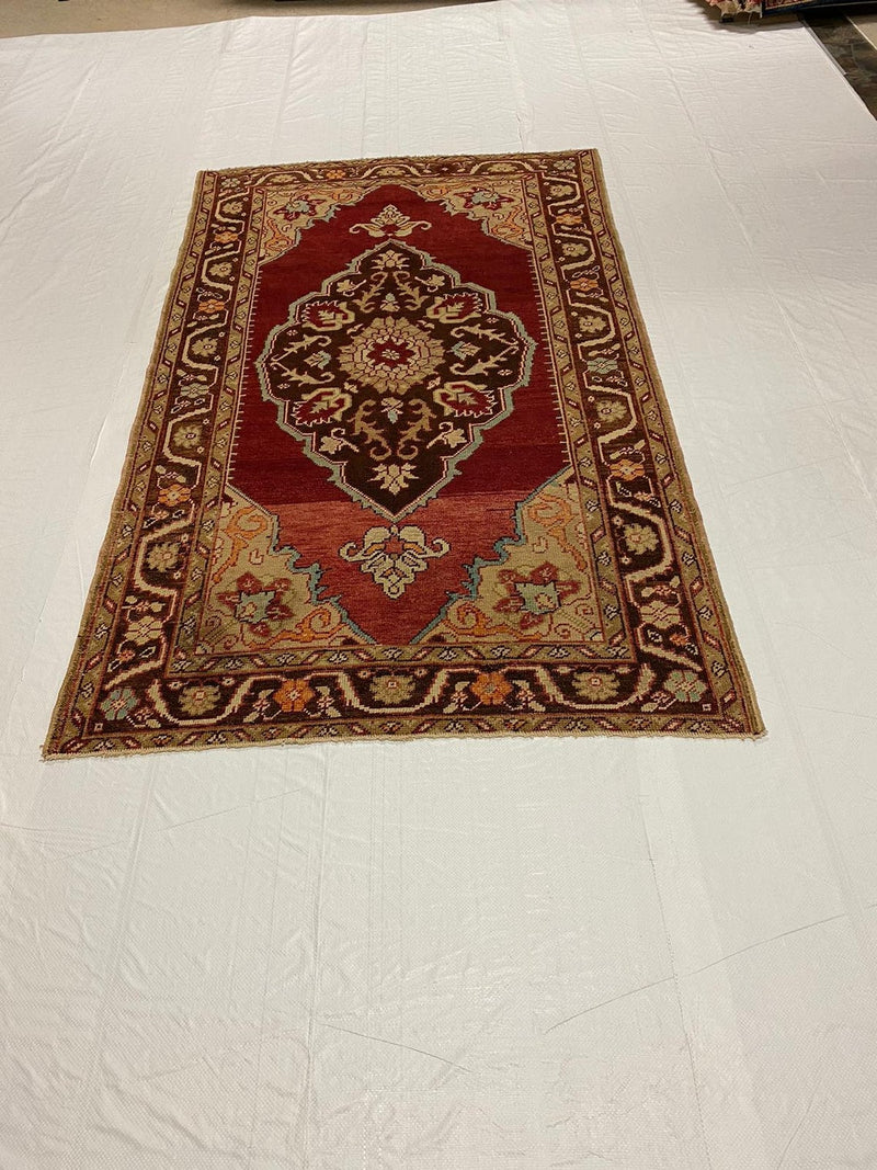 4x8 Red and Brown Turkish Tribal Runner