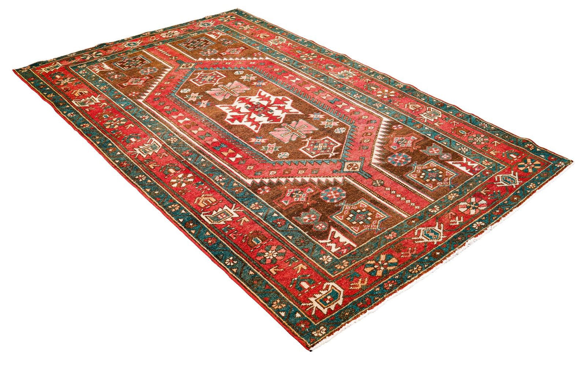 4x7 Red and Navy Persian Tribal Rug