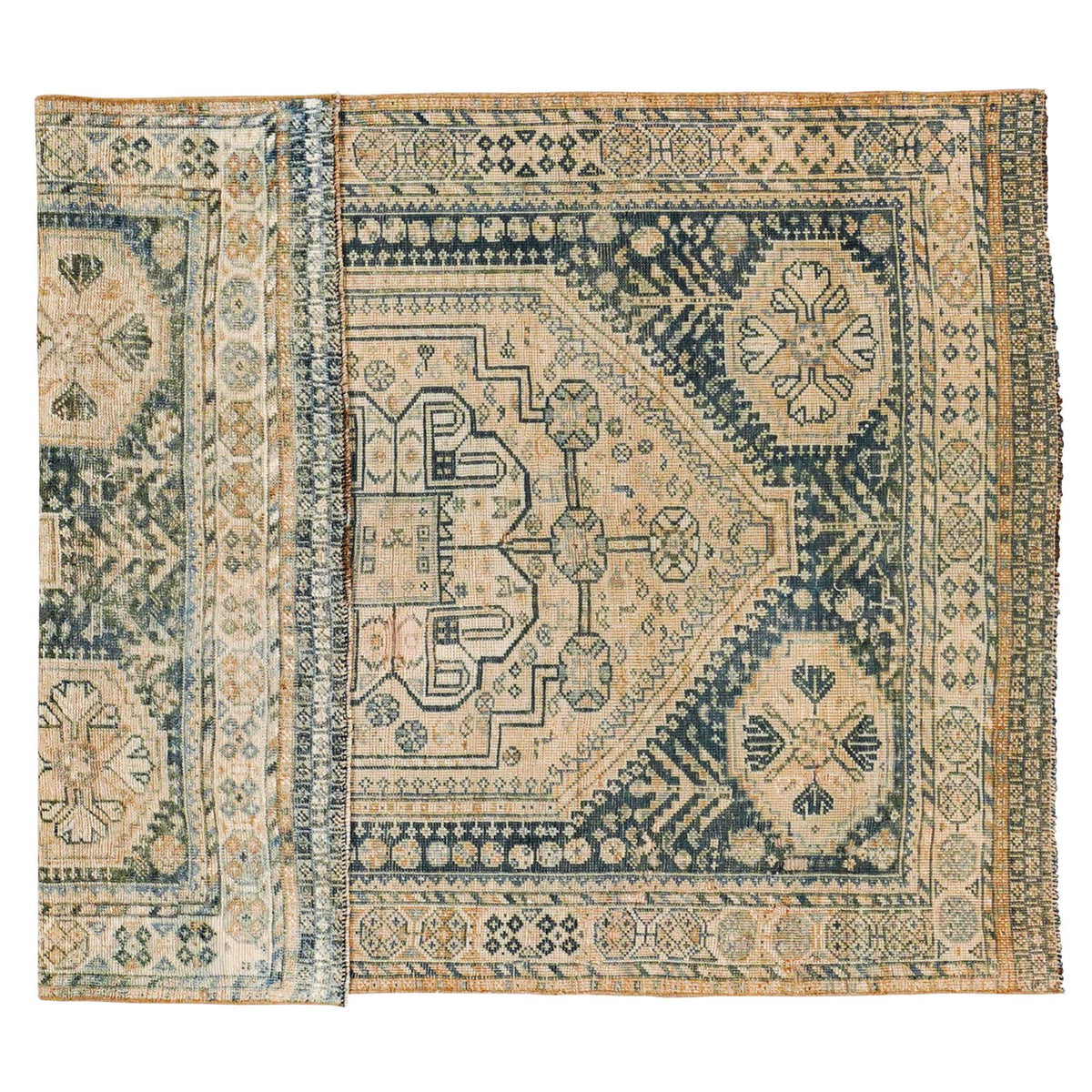 4x5 Blue and Beige Persian Rug