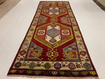 4x12 Red and Beige Turkish Tribal Runner