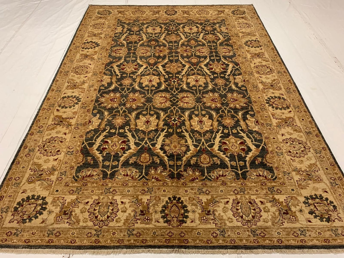 6x9 Gray and Ivory Turkish Oushak Rug