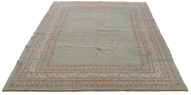 6x8 Beige and Rust Persian Kashan Distressed Area Rug