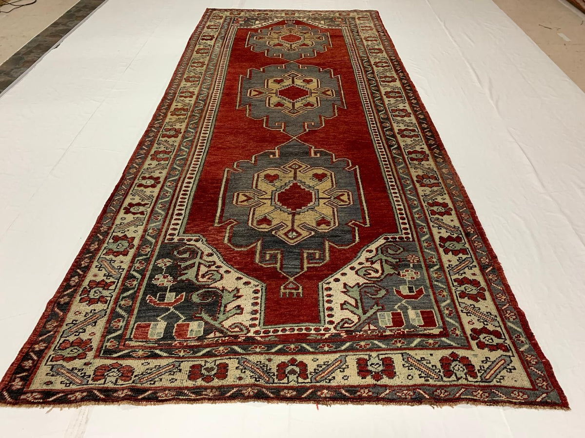 5x11 Red and Ivory Turkish Tribal Runner