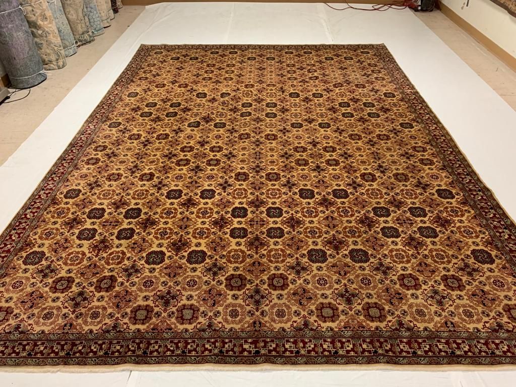 10x13 Gold and Red Turkish Silk Rug