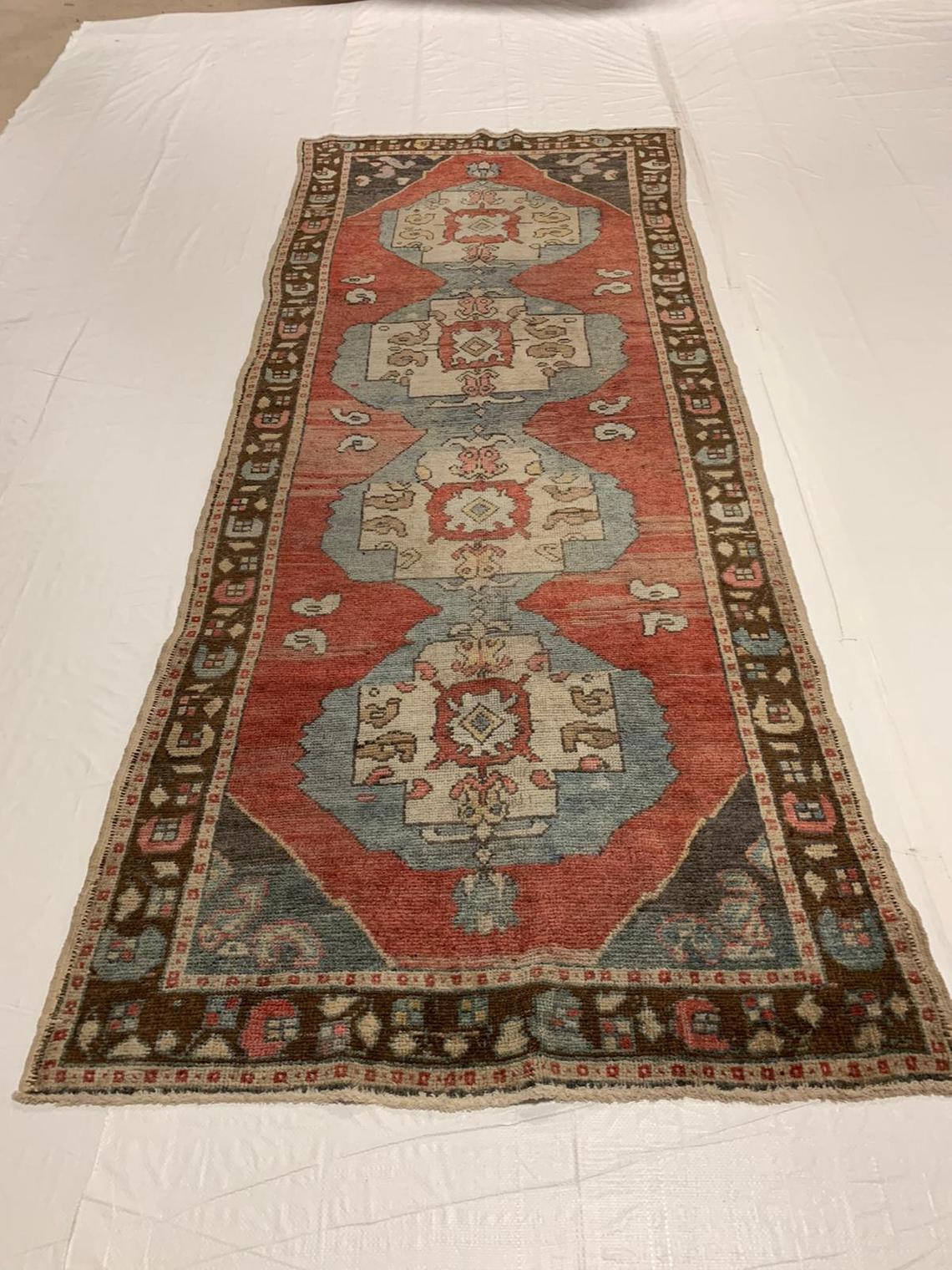 4x10 Rust and Brown Turkish Tribal Runner