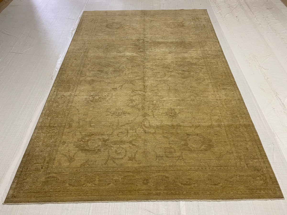 6x9 Beige And Blue Turkish Oushak Rug