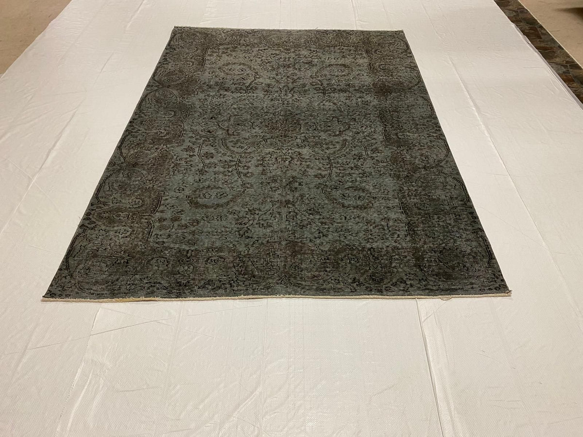 6x8 Gray Turkish Overdyed Rug