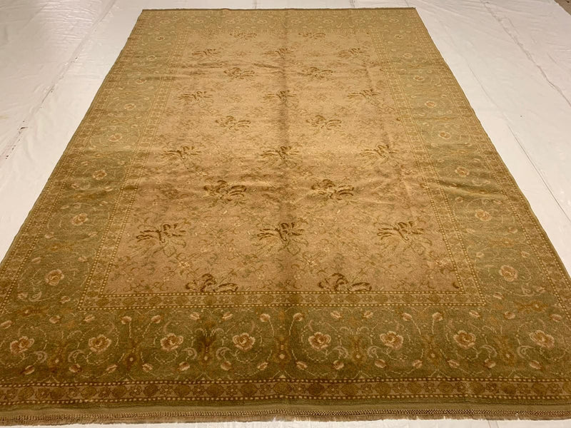 7x10 Gold and Green Turkish Oushak Rug