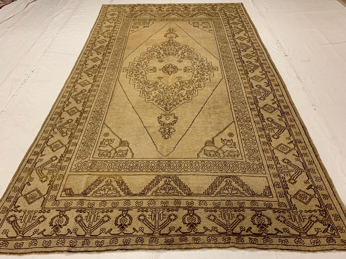 6x11 Ivory Turkish Tribal Rug