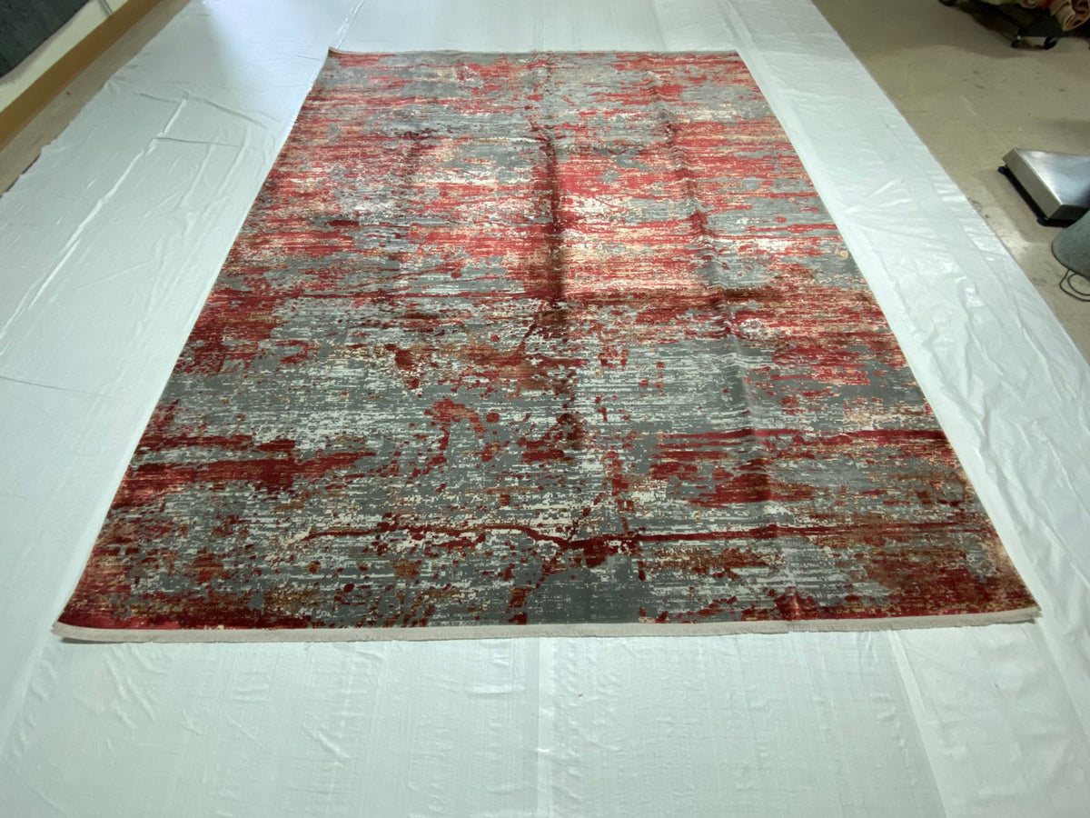 8x10 Red and Gray Turkish Antep Rug
