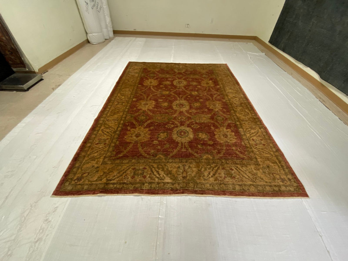 7x9 Red and Gold Turkish Oushak Rug