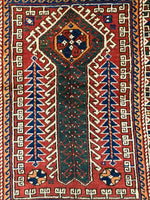 Vintage Handmade 3x5 Red and Multicolor Anatolian Turkish Tribal Distressed Area Rug