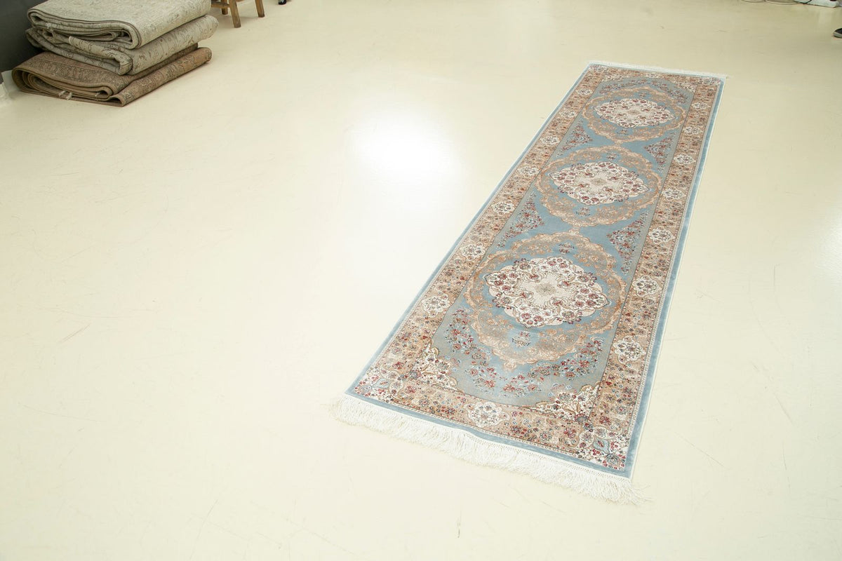 3x10 Blue and Ivory Turkish Antep Runner