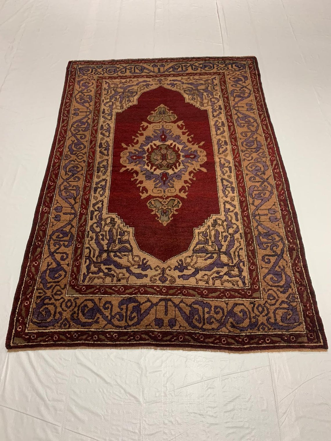 5x7 Red and Beige Turkish Tribal Rug