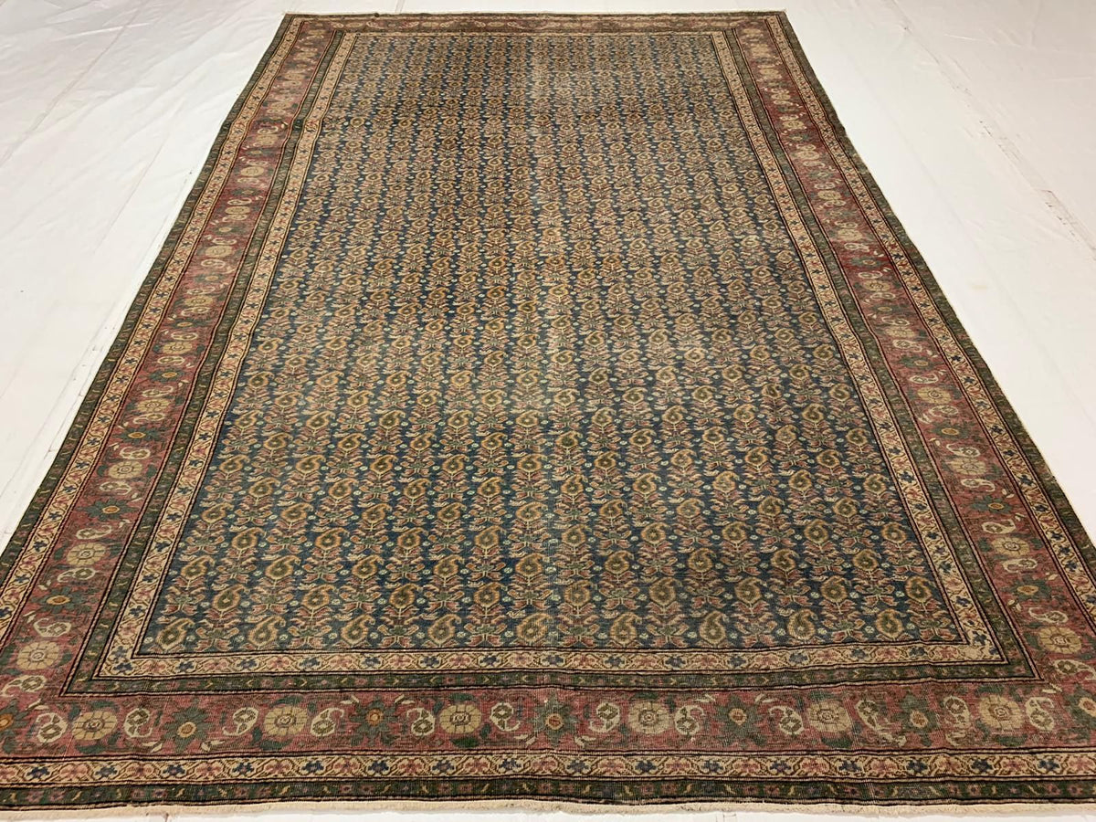 7x10 Navy and Red Turkish Traditional Rug