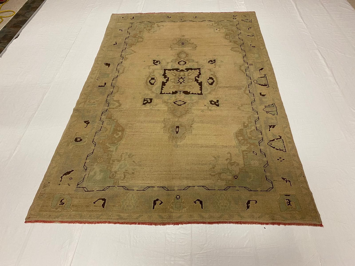 5x8 Ivory Turkish Tribal Rug