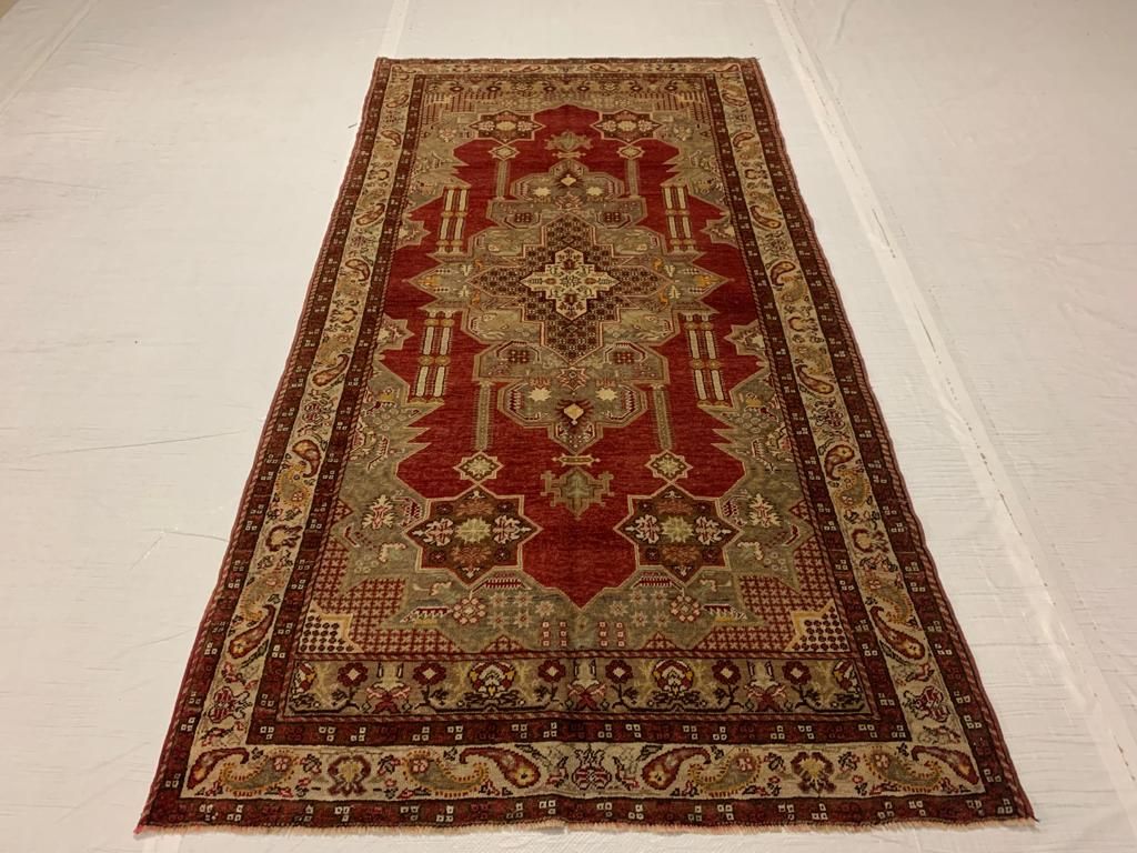 4x8 Red and Ivory Turkish Tribal Runner