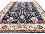 9x12 Navy and Beige Traditional Rug