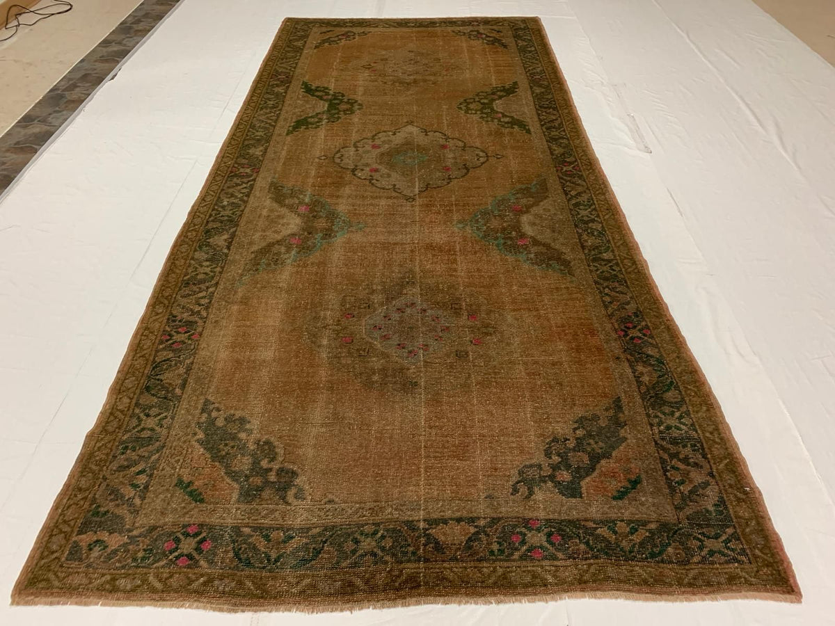5x11 Camel and Green Turkish Tribal Runner