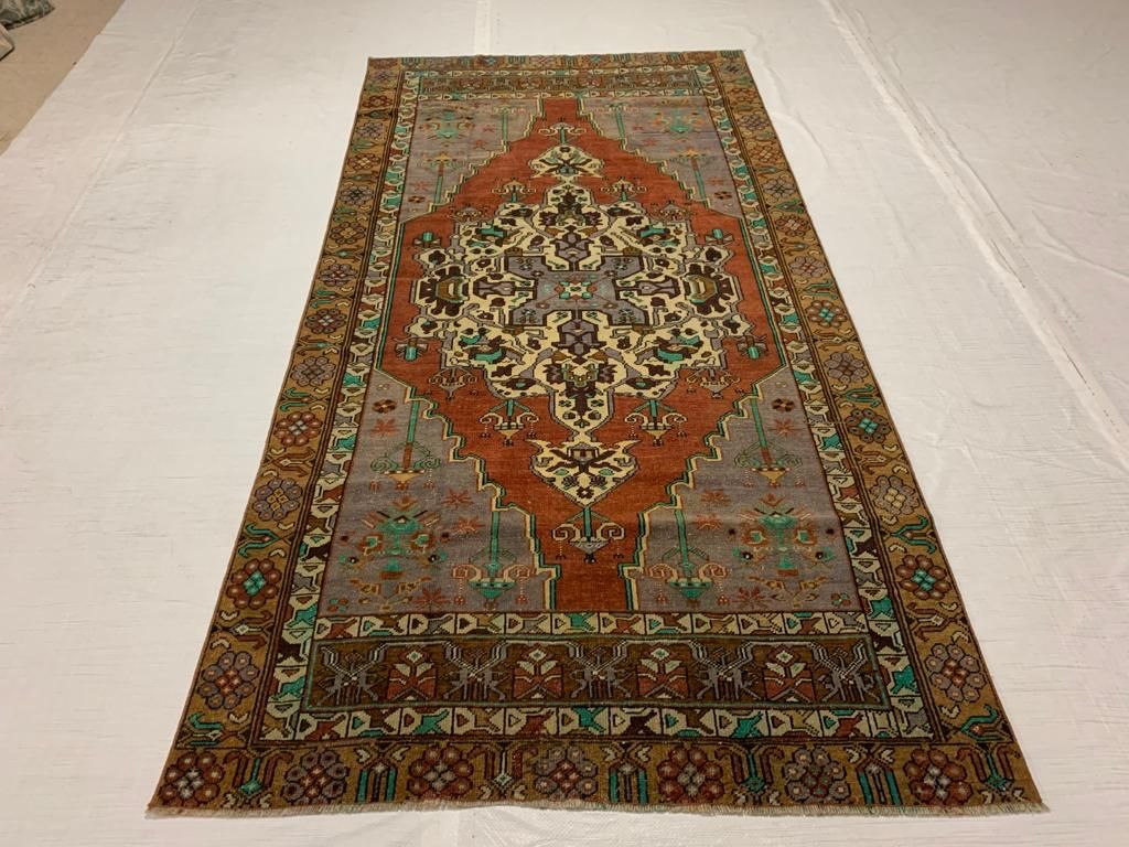 4x8 Purple and Brown Turkish Tribal Runner