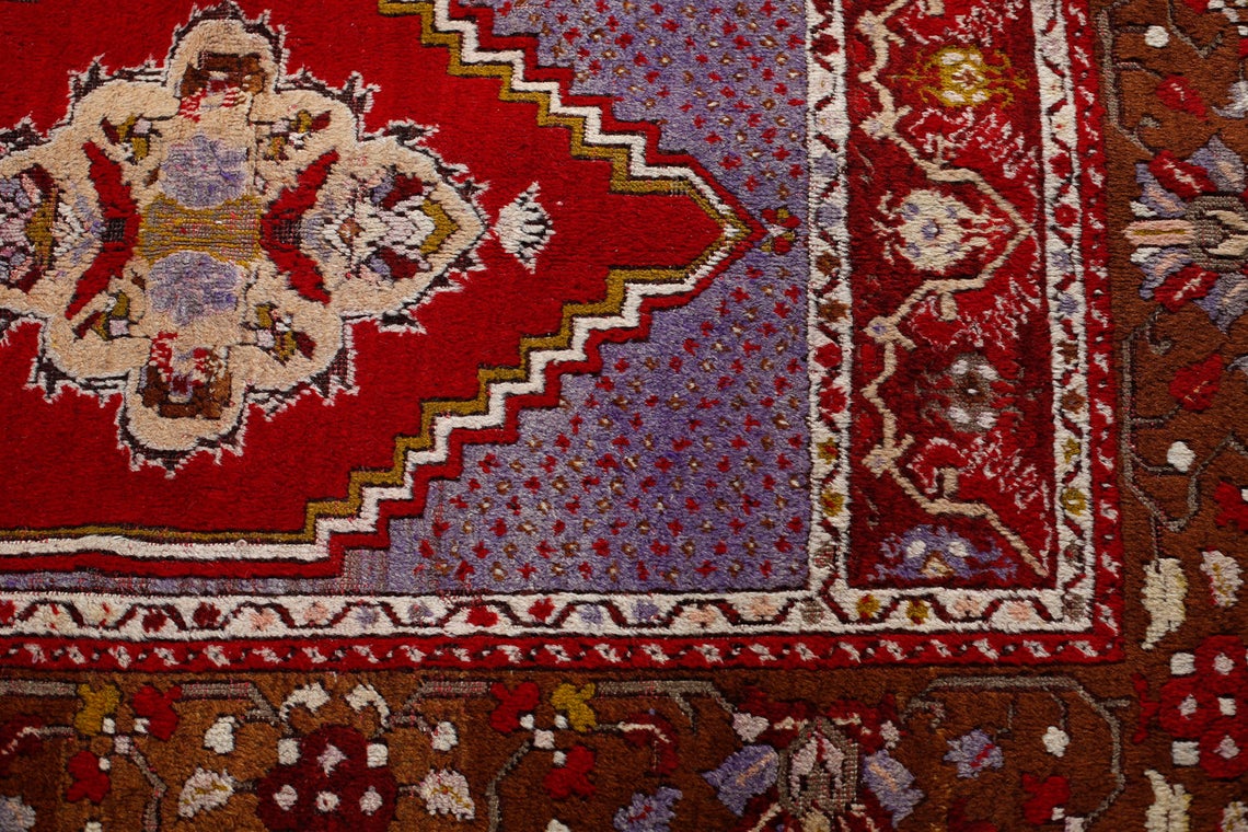 4x5 Red and Brown Turkish Tribal Rug