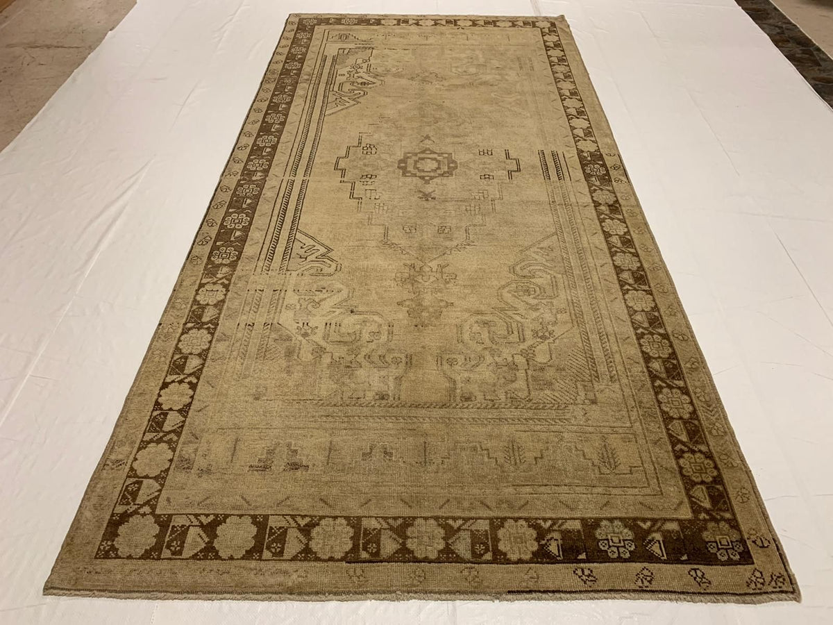 5x11 Ivory and Brown Turkish Tribal Runner
